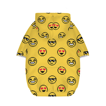 Pixel Emoji Pattern Print Dog Zip Up Hoodie