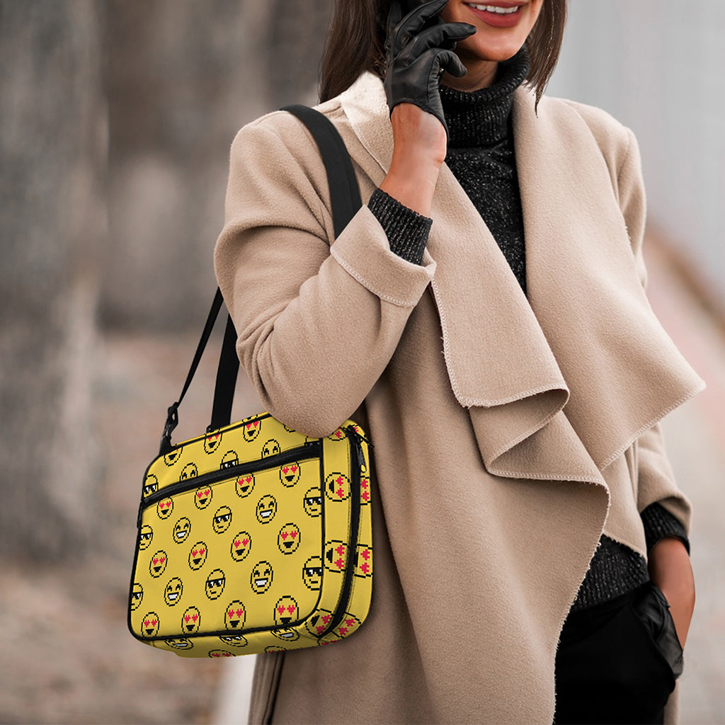 Pixel Emoji Pattern Print Double Strap Bible Bag