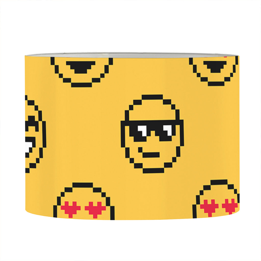 Pixel Emoji Pattern Print Drum Lamp Shade