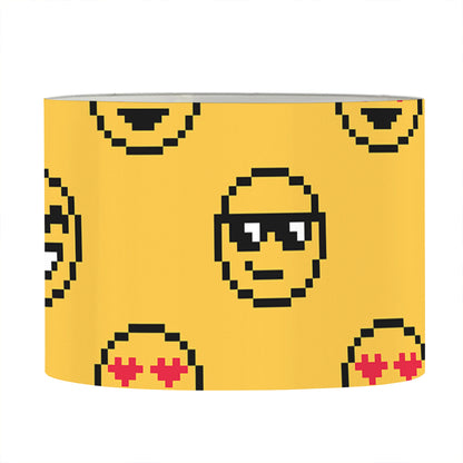 Pixel Emoji Pattern Print Drum Lamp Shade