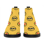 Pixel Emoji Pattern Print Flat Ankle Boots