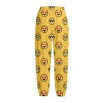 Pixel Emoji Pattern Print Fleece Lined Knit Pants