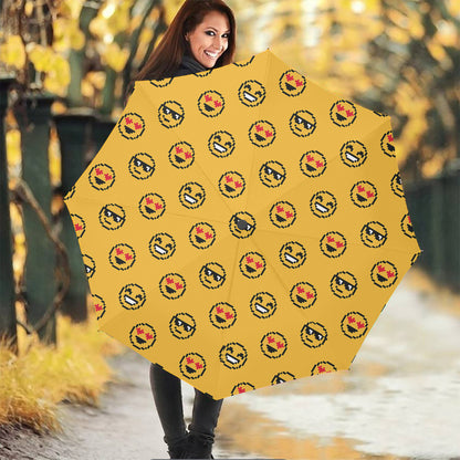 Pixel Emoji Pattern Print Foldable Umbrella