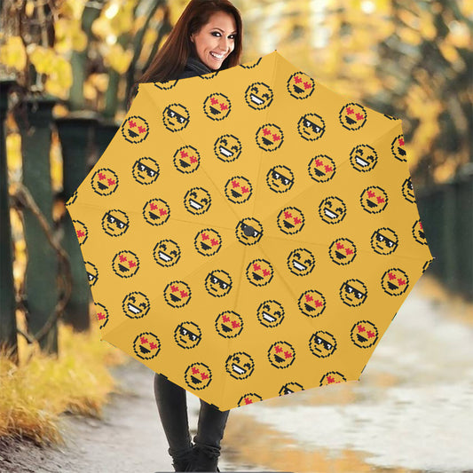 Pixel Emoji Pattern Print Foldable Umbrella