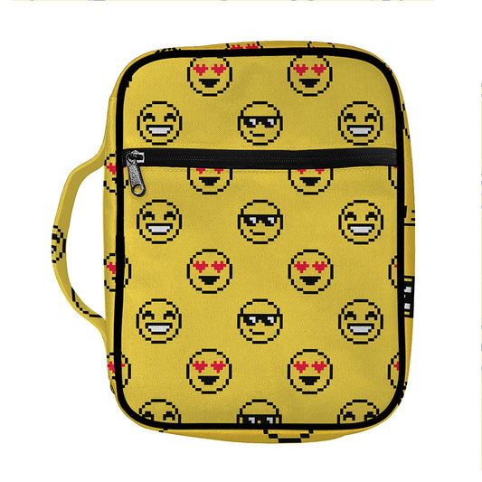 Pixel Emoji Pattern Print Front Pocket Bible Bag