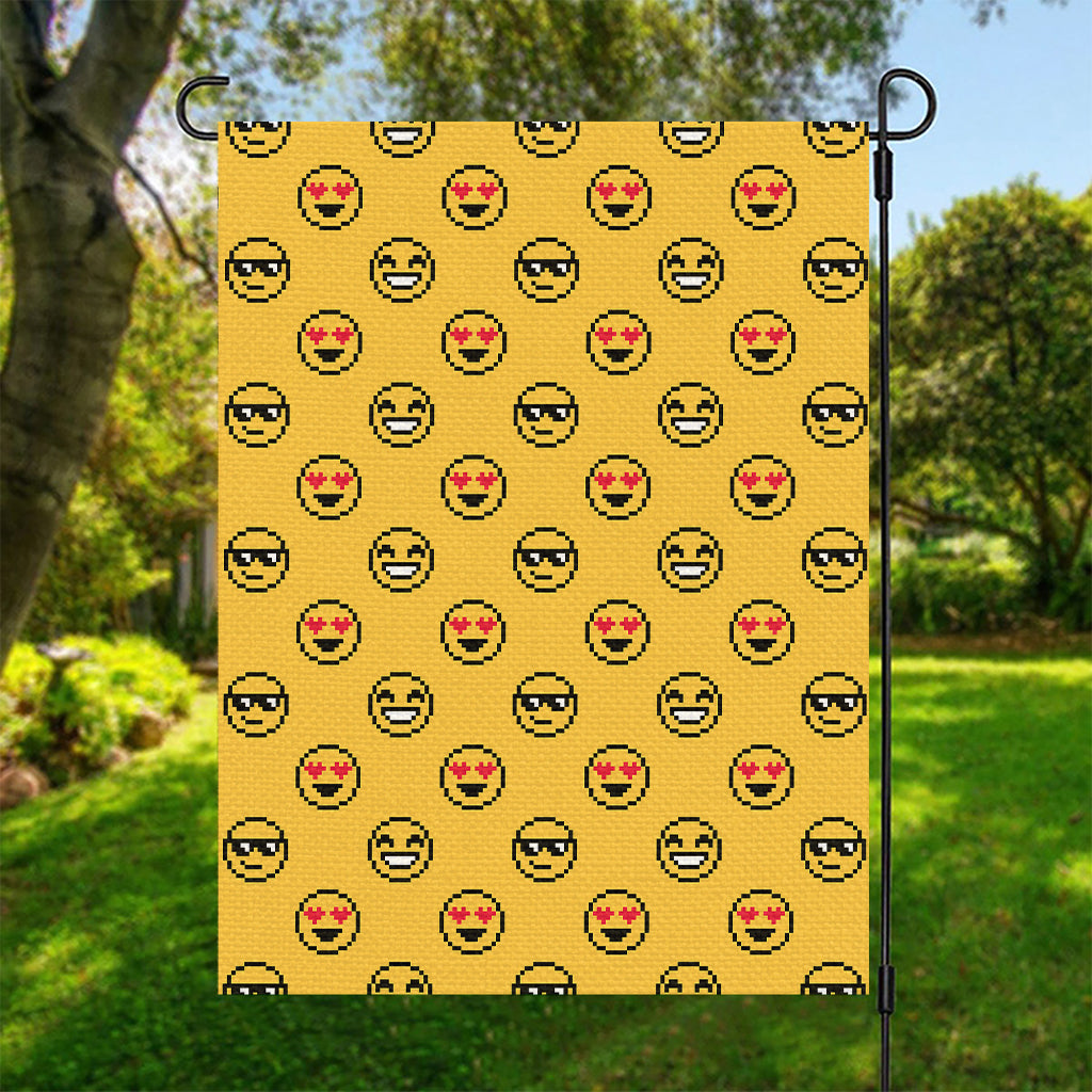 Pixel Emoji Pattern Print Garden Flag