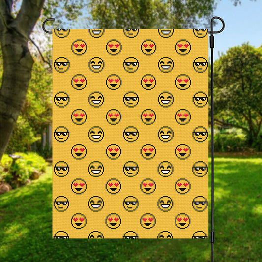 Pixel Emoji Pattern Print Garden Flag