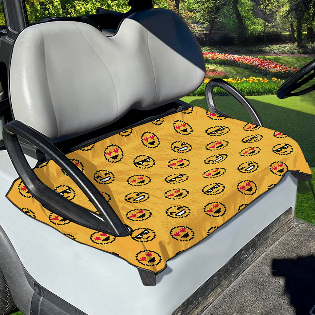 Pixel Emoji Pattern Print Golf Cart Seat Cover