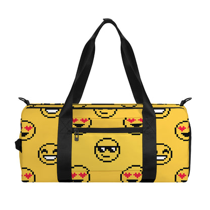 Pixel Emoji Pattern Print Gym Bag