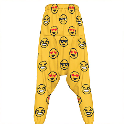 Pixel Emoji Pattern Print Hammer Pants