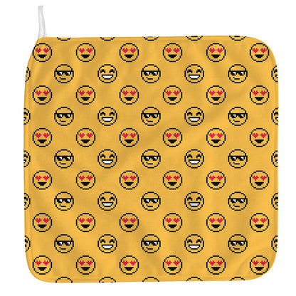 Pixel Emoji Pattern Print Hand Towel