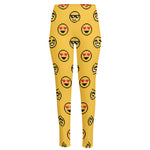 Pixel Emoji Pattern Print High-Waisted Pocket Leggings