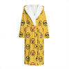 Pixel Emoji Pattern Print Hooded Bathrobe