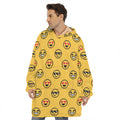 Pixel Emoji Pattern Print Hoodie Blanket