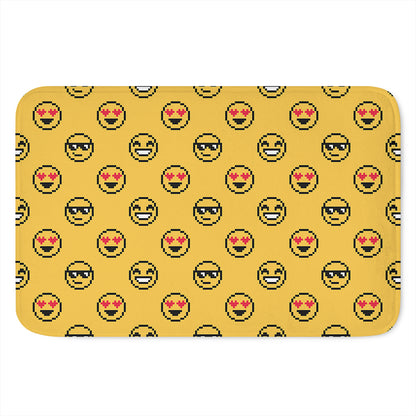 Pixel Emoji Pattern Print Indoor Door Mat