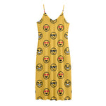 Pixel Emoji Pattern Print Jersey Midi Cami Dress