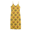 Pixel Emoji Pattern Print Jersey Midi Cami Dress