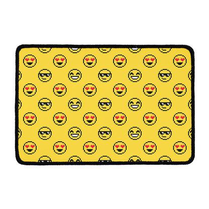 Pixel Emoji Pattern Print Kitchen Mat
