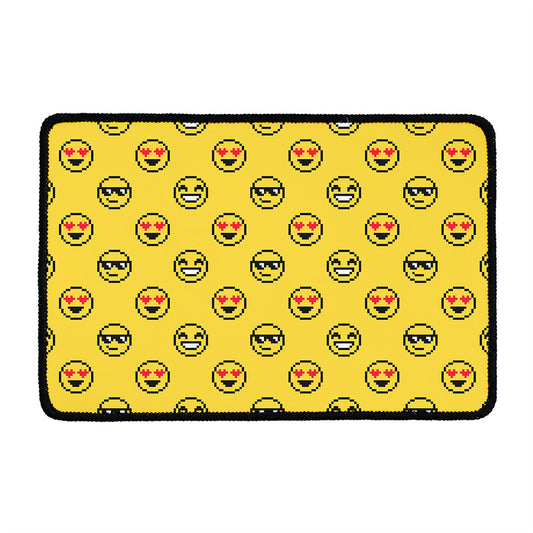 Pixel Emoji Pattern Print Kitchen Mat