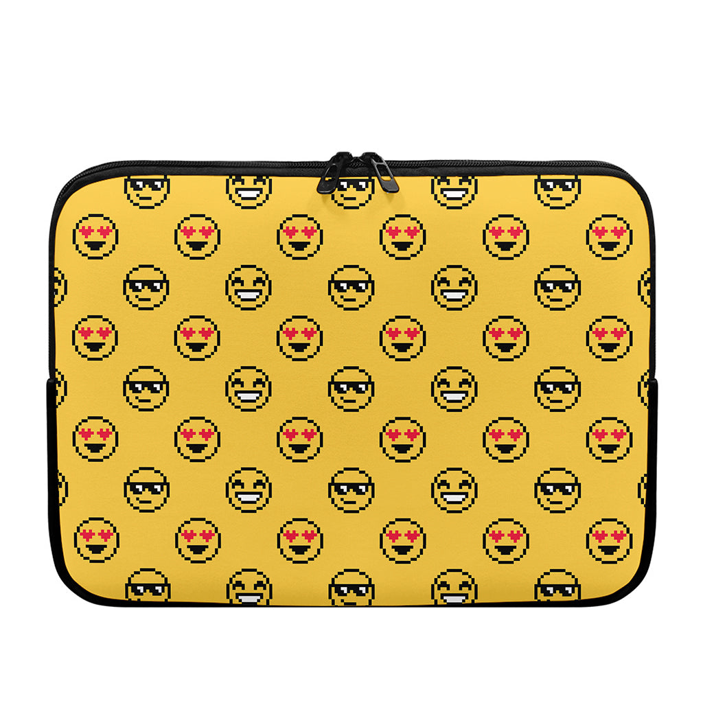 Pixel Emoji Pattern Print Laptop Sleeve