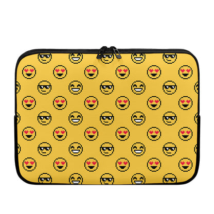 Pixel Emoji Pattern Print Laptop Sleeve