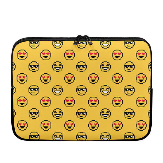 Pixel Emoji Pattern Print Laptop Sleeve