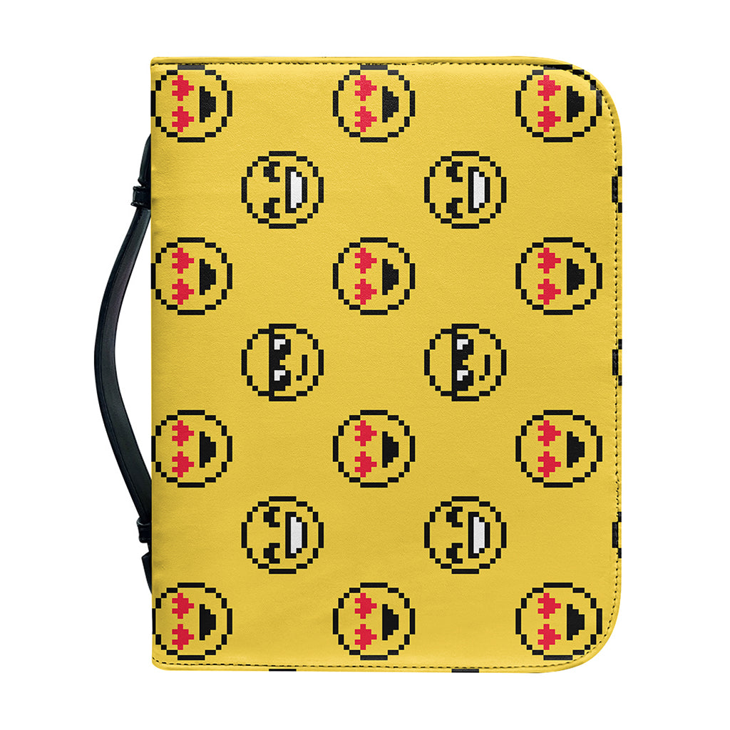 Pixel Emoji Pattern Print Leather Bible Cover