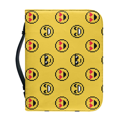 Pixel Emoji Pattern Print Leather Bible Cover