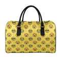 Pixel Emoji Pattern Print Leather Duffel Bag