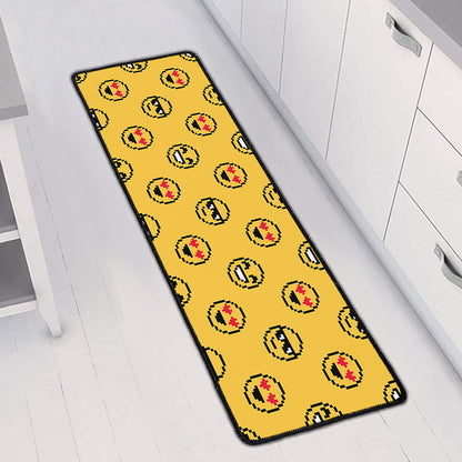 Pixel Emoji Pattern Print Long Kitchen Mat