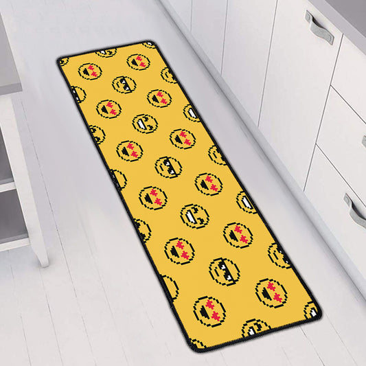 Pixel Emoji Pattern Print Long Kitchen Mat