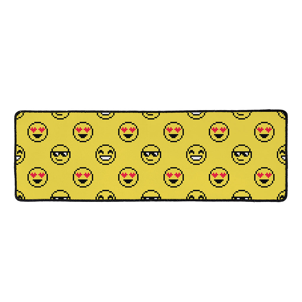 Pixel Emoji Pattern Print Long Kitchen Mat
