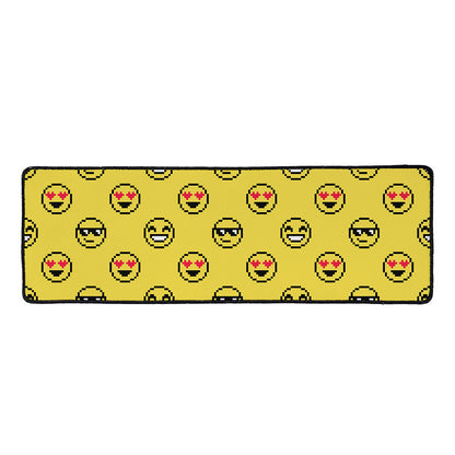 Pixel Emoji Pattern Print Long Kitchen Mat