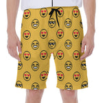 Pixel Emoji Pattern Print Men's Beach Shorts