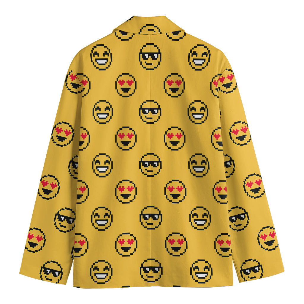 Pixel Emoji Pattern Print Men's Blazer