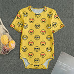 Pixel Emoji Pattern Print Men's Bodysuit