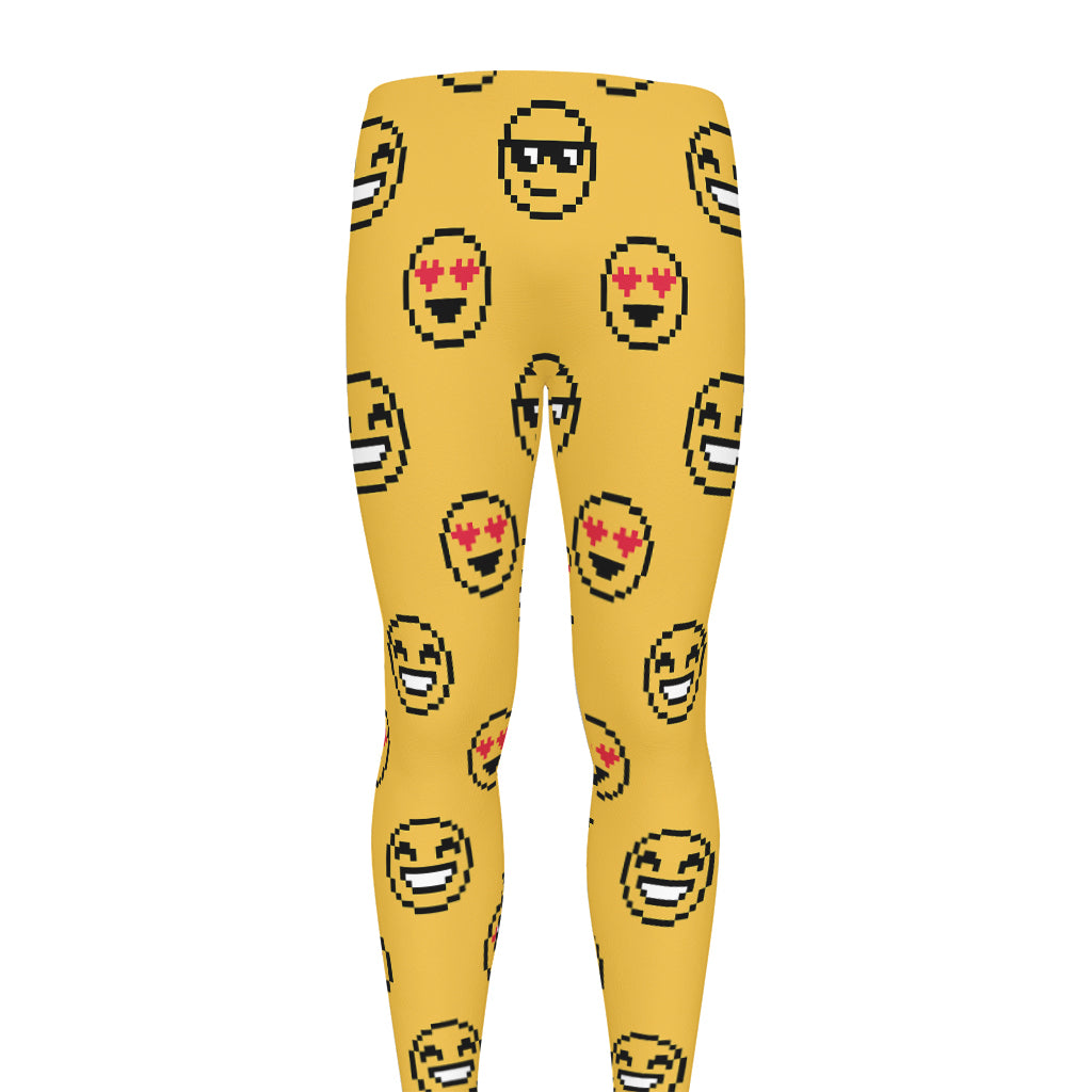 Pixel Emoji Pattern Print Men's leggings