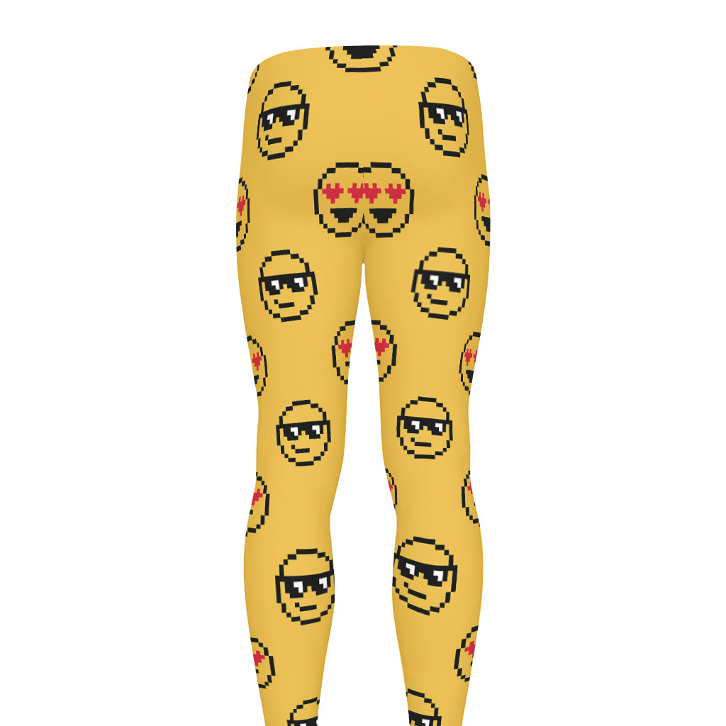 Pixel Emoji Pattern Print Men's leggings