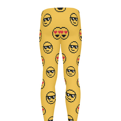 Pixel Emoji Pattern Print Men's leggings