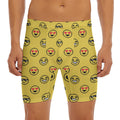 Pixel Emoji Pattern Print Men's Long Boxer Briefs