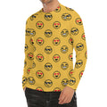 Pixel Emoji Pattern Print Men's Long Sleeve Rash Guard