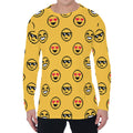 Pixel Emoji Pattern Print Men's Long Sleeve T-Shirt