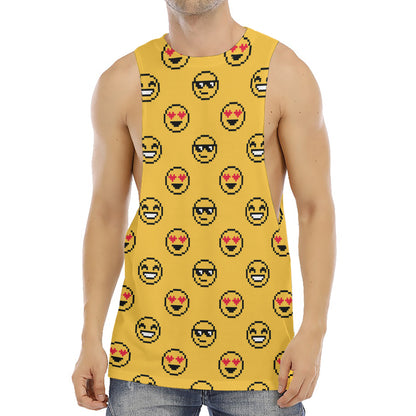 Pixel Emoji Pattern Print Men's Muscle Tank Top