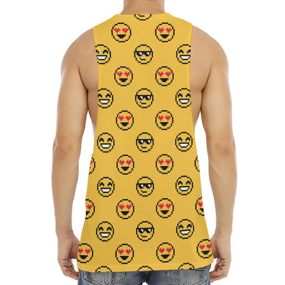 Pixel Emoji Pattern Print Men's Muscle Tank Top