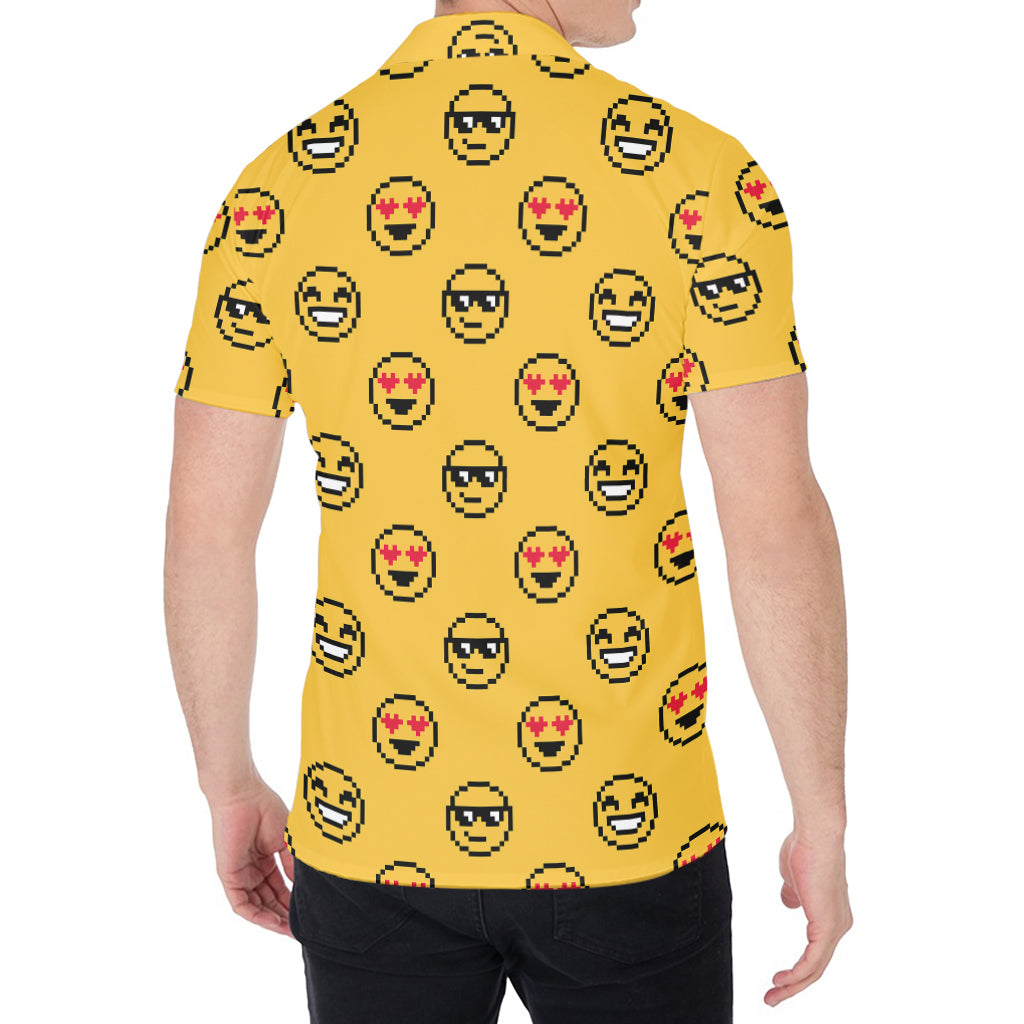 Pixel Emoji Pattern Print Men's Shirt