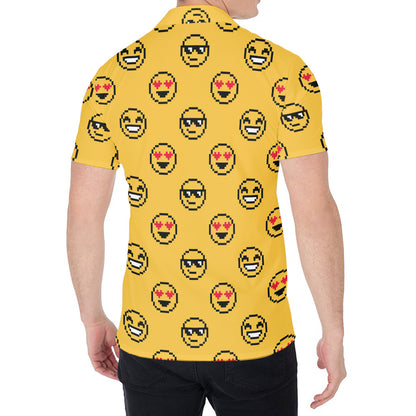 Pixel Emoji Pattern Print Men's Shirt