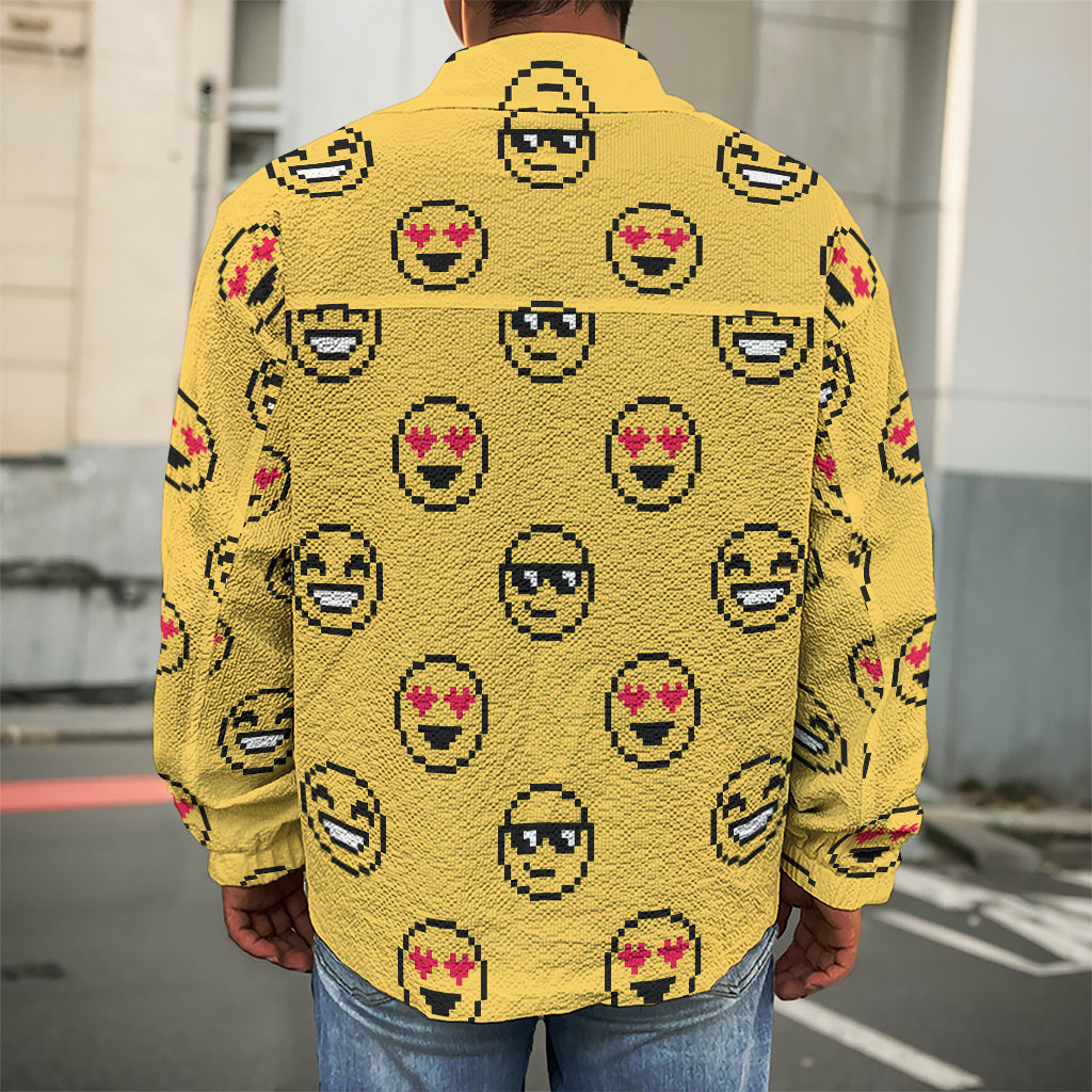 Pixel Emoji Pattern Print Men's Shirt Jacket