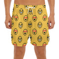 Pixel Emoji Pattern Print Men's Split Running Shorts