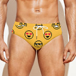 Pixel Emoji Pattern Print Men's Swim Briefs