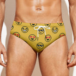 Pixel Emoji Pattern Print Men's Swim Briefs